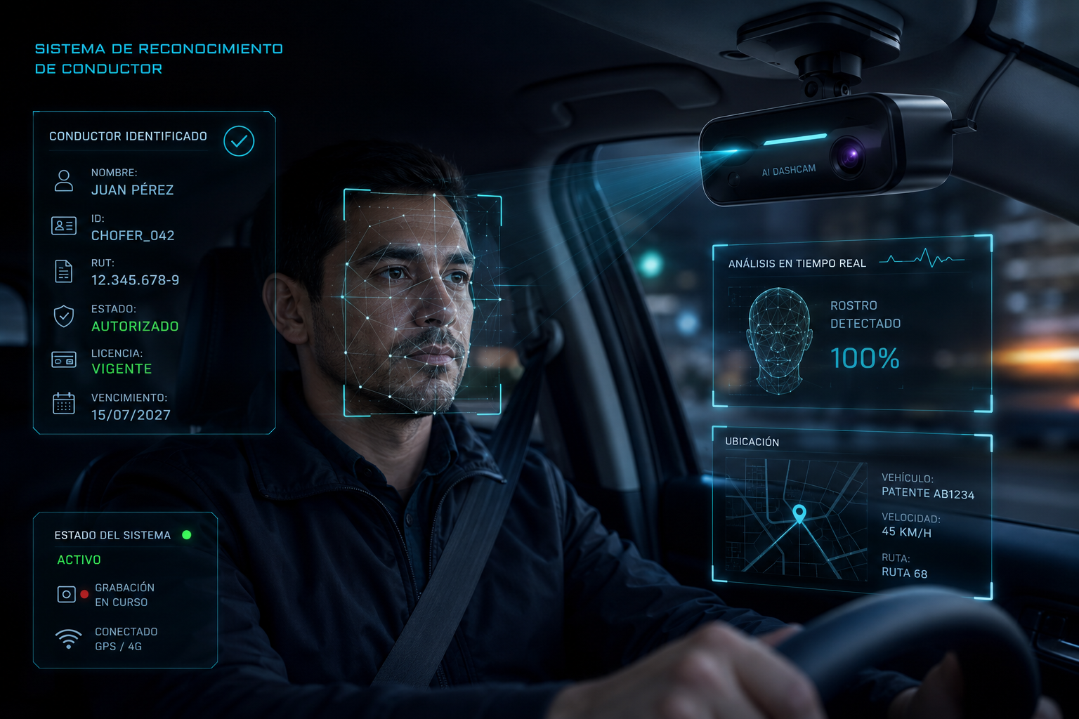 Sistema de reconocimiento facial vehicular para identificacion de conductor
